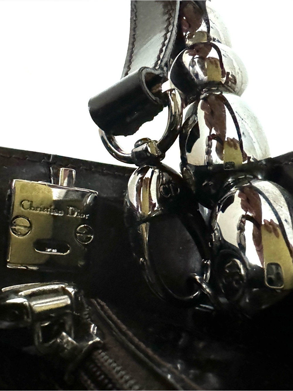 Auth Dior Black Patent Leather Top-Handle Bag - Picture 9 of 16
